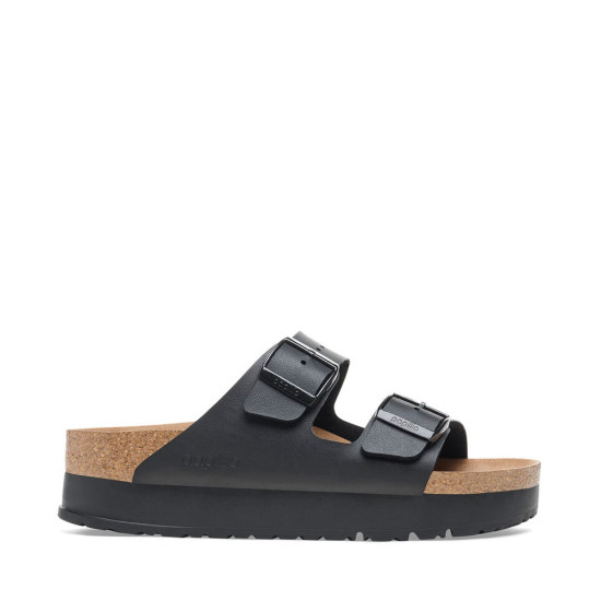 Sandalia plataforma Arizona negra de cuero de Birkenstock - Birkenstock - Banango Shop