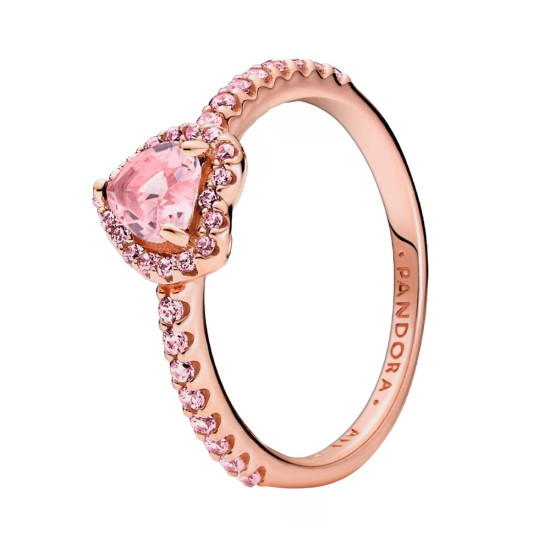 ANILLO CORAZÓN BRILLANTE ELEVADO ROSA 188421C04 - Pandora - Banango Shop