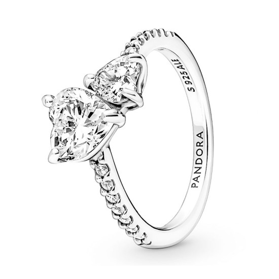 ANILLO DOBLE CORAZÓN BRILLANTE 191198C01 - Pandora - Banango Shop
