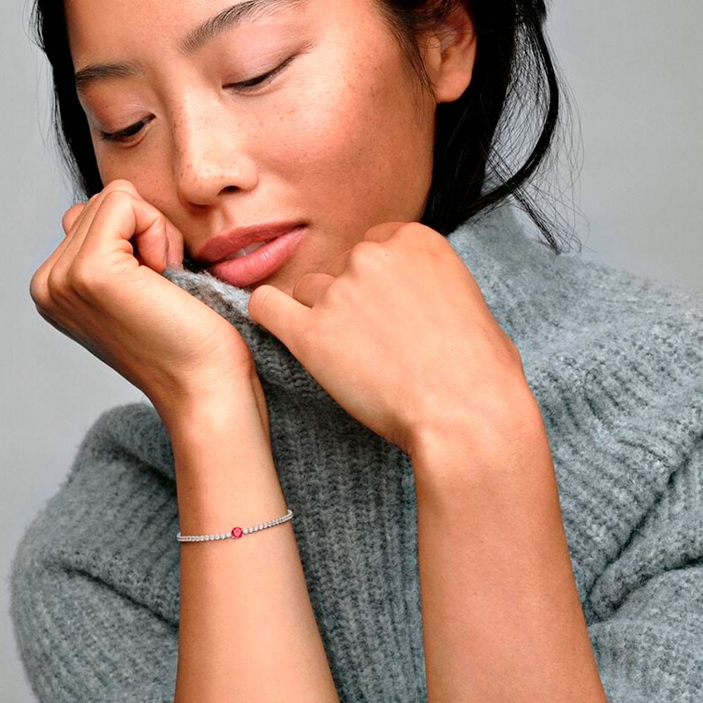 PULSERA TENIS GEMA ROJA REDONDA EN PAVE 592403C01 - Pandora - Banango Shop