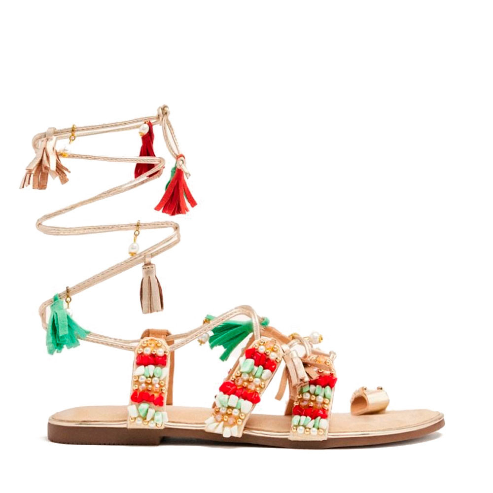 SANDALIAS PIEL FLECOS Y ABALORIOS NUBO - Gioseppo - Banango Shop