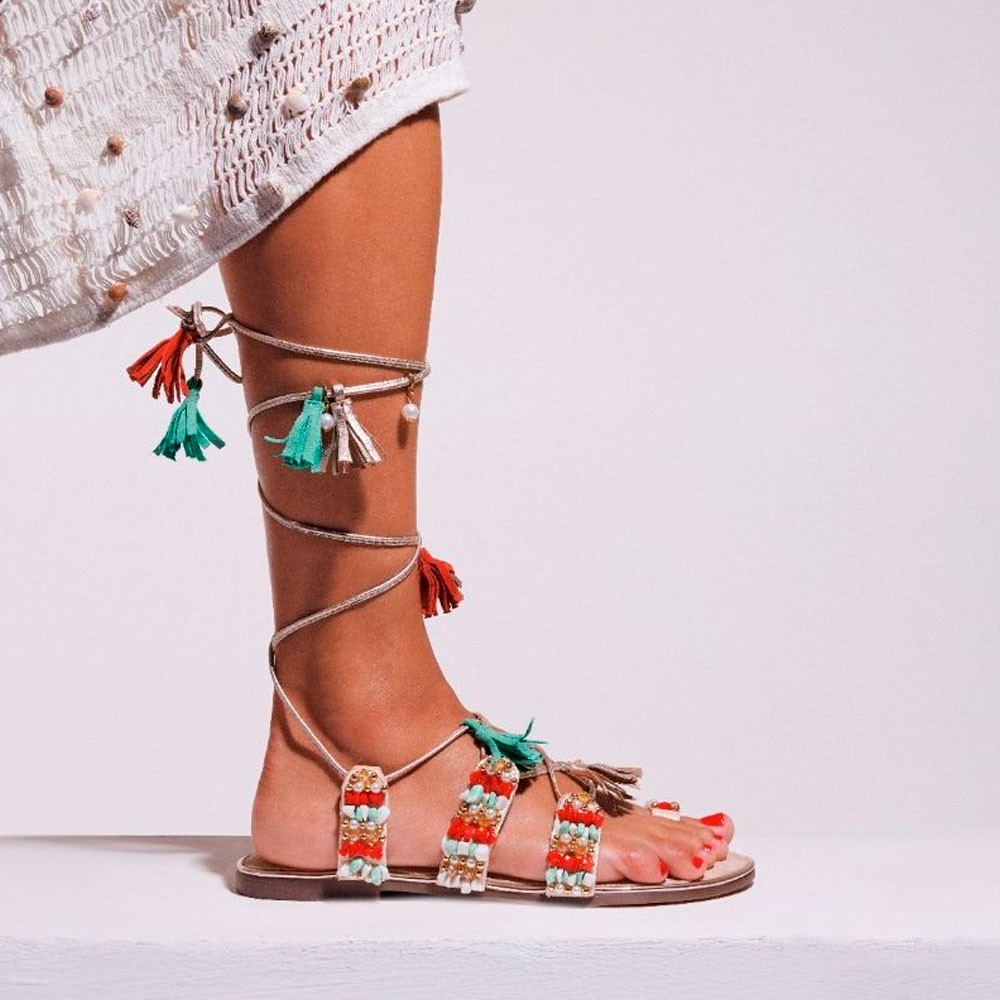 SANDALIAS PIEL FLECOS Y ABALORIOS NUBO - Gioseppo - Banango Shop