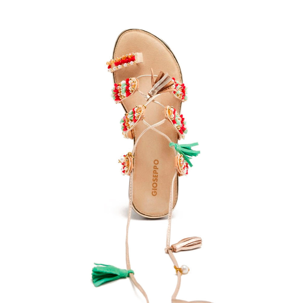SANDALIAS PIEL FLECOS Y ABALORIOS NUBO - Gioseppo - Banango Shop