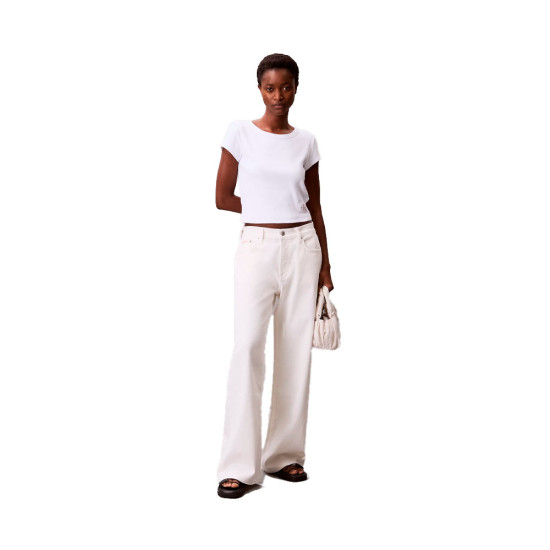 Camiseta slim de canalé de algodón con insignia - Calvin Klein - Banango Shop