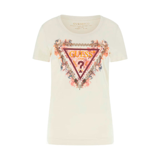Camiseta logotipo triángulo floral - Guess - Banango Shop